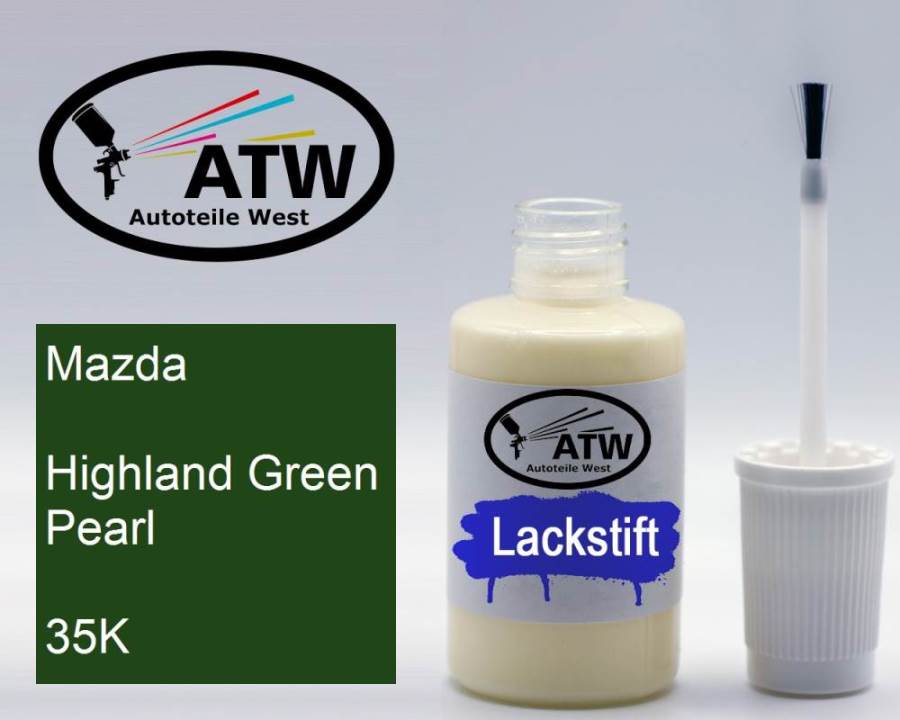 Mazda, Highland Green Pearl, 35K: 20ml Lackstift, von ATW Autoteile West.